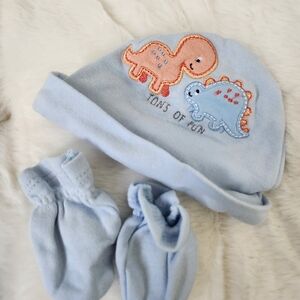 Adorable Blue Baby Hat and Mittens Set